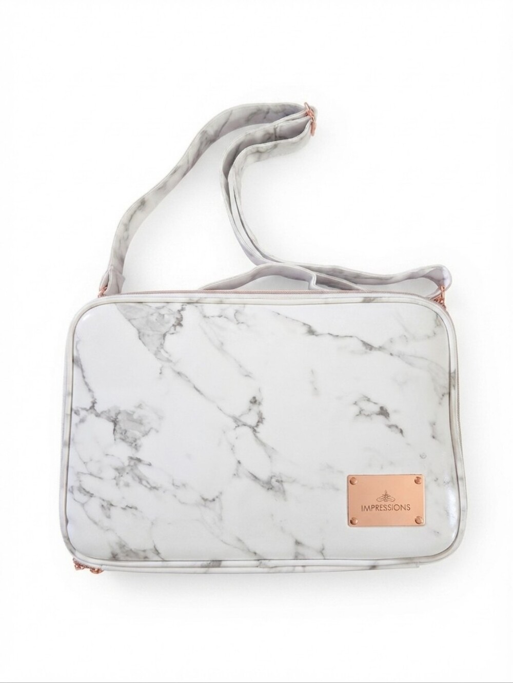 Impressions Vanity C'est La Vie Marble Makeup Carry Case with Adjustable Divider